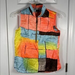 Jamie Sadock Golf Top ⛳️ Sz Medium Blue Black Orange